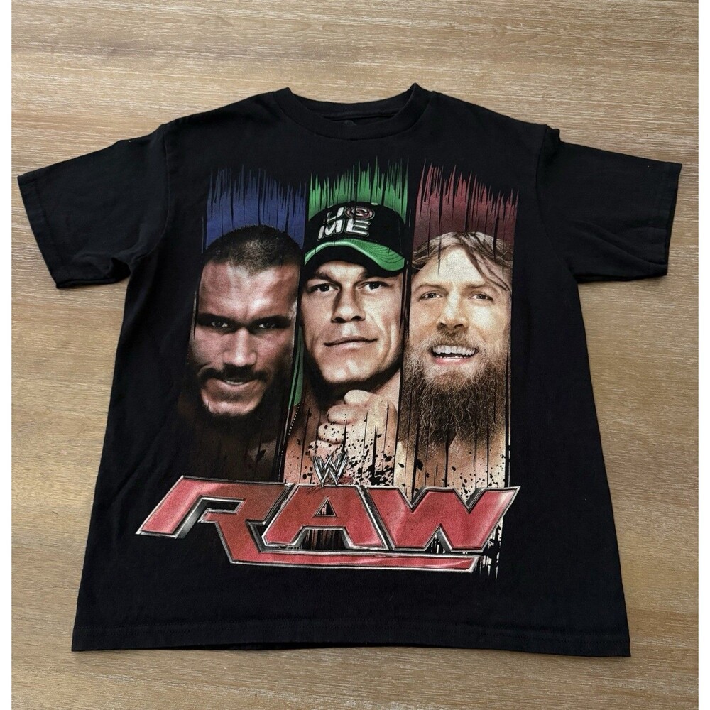 WWE Raw Shirt Youth 10-12 Black Randy Orton John Cena Daniel Bryan
